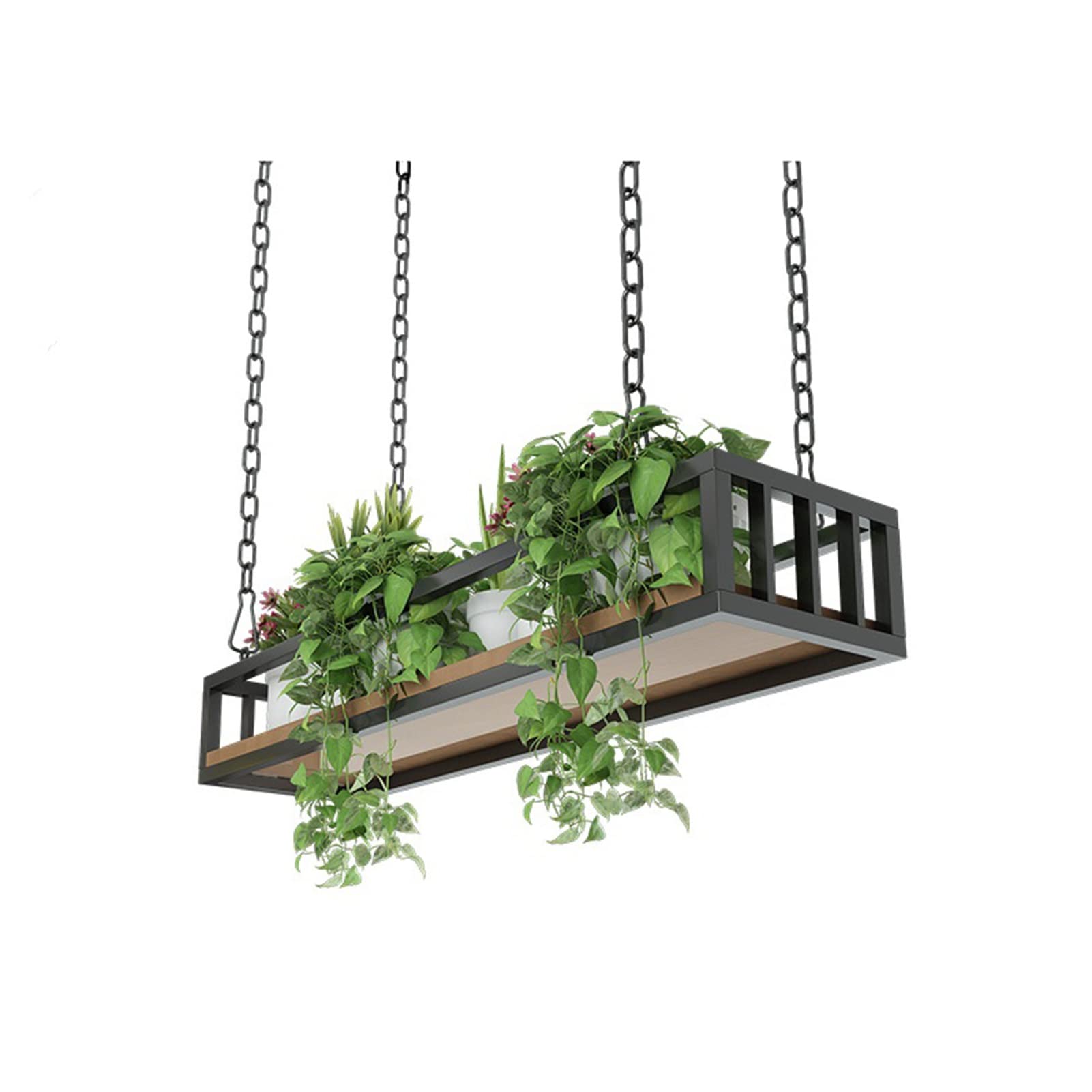 Étagère de plafond rustique support de fleurs suspendu bois et fer étagère flottante