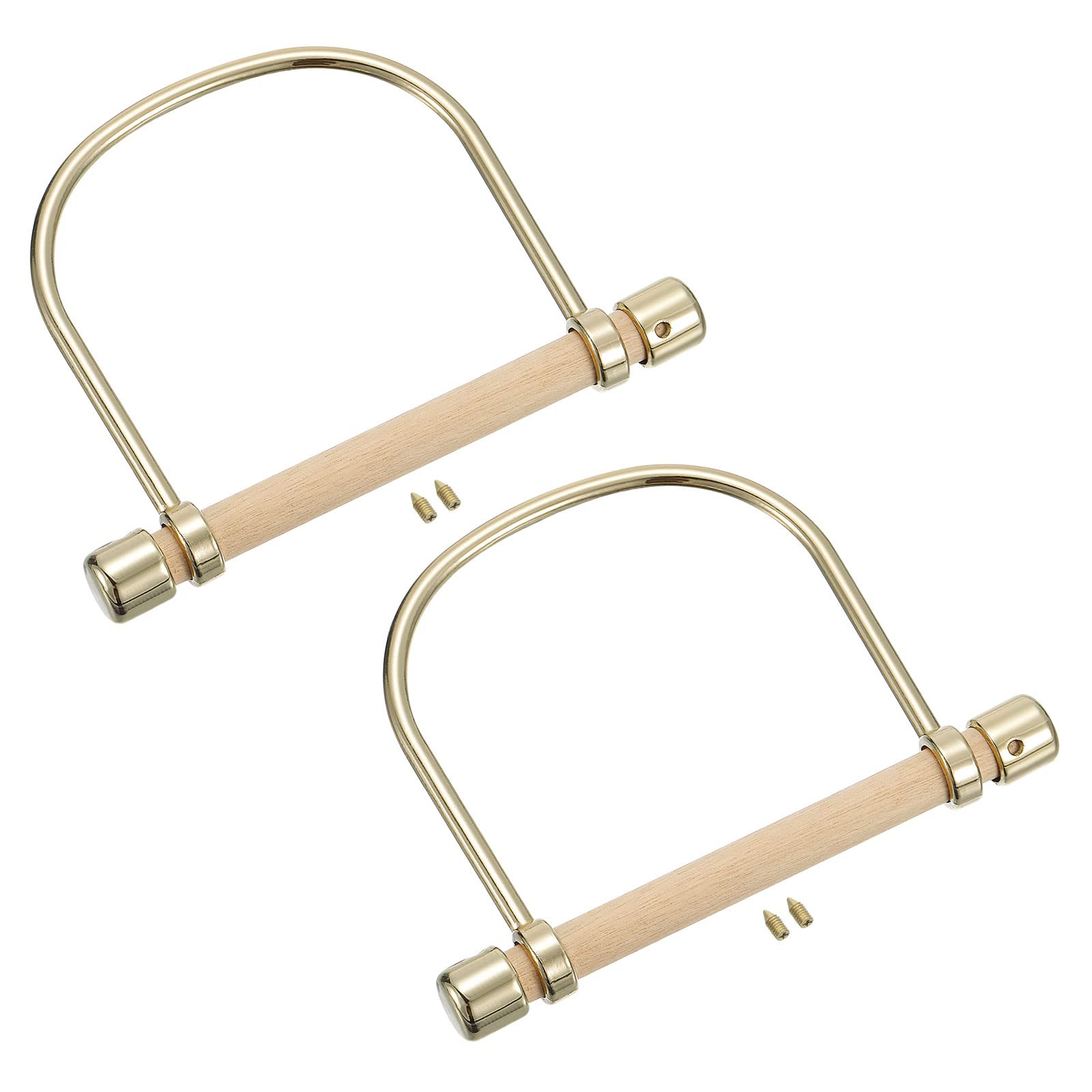 sourcing map Semicircle Purse Handles Frame, 2Pcs 4.41" Metal Purse Handles Handbag Handles Replacement for Purse Making DIY Craft, Gold
