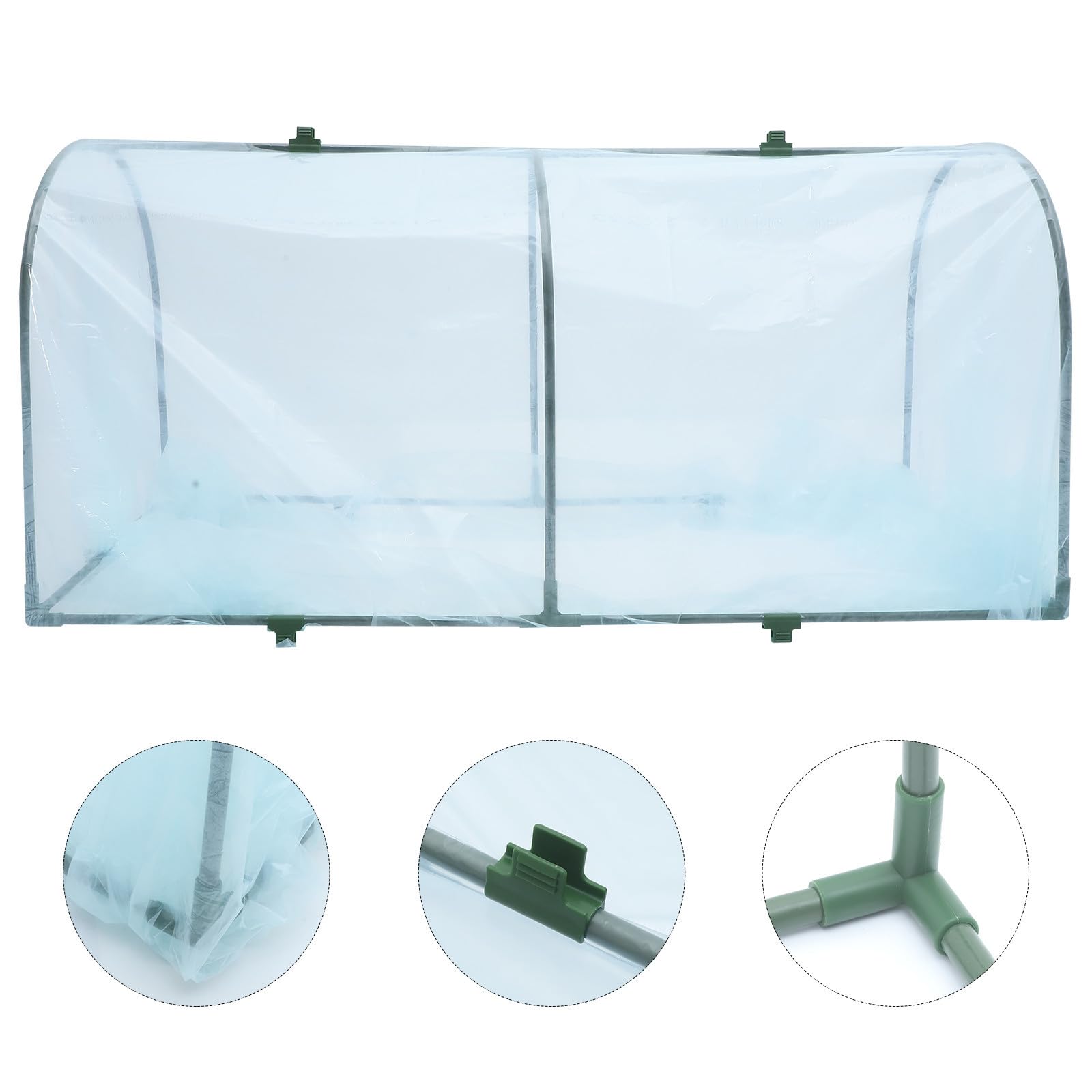 SOIMISS Cubierta de Invernadero Soporte de Hierro, Película Protectora de Invernadero, para Plantas y Verduras, Jardín Exterior, Conserva el Calor, Resistente al Viento Frío