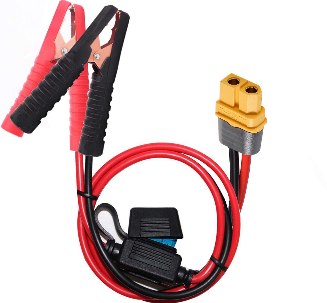 YETOR10AWG Alligator Clips,XT60 Quick Release Adapter to Alligator Clips with 2FT,Battery Alligator Clips Clamp to XT60 Extension Cord for Cars Motorcycles
