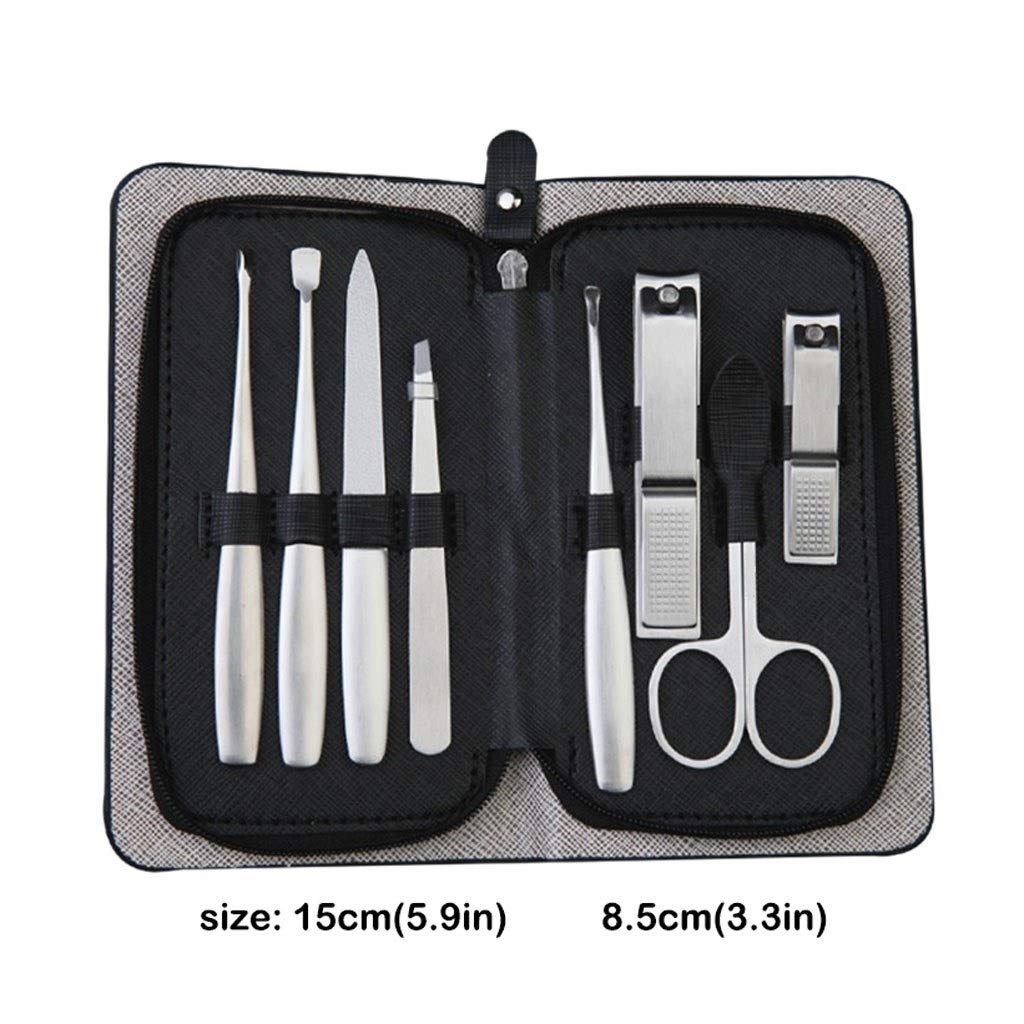 Nagelknipser-Set Edelstahl Pedicure Nagelknipser Set Beauty Schere Nagelfeile aus schwarzem Leder tragbare Box 8-teiliges Schönheits-Werkzeuge Nagelknipser-Kit
