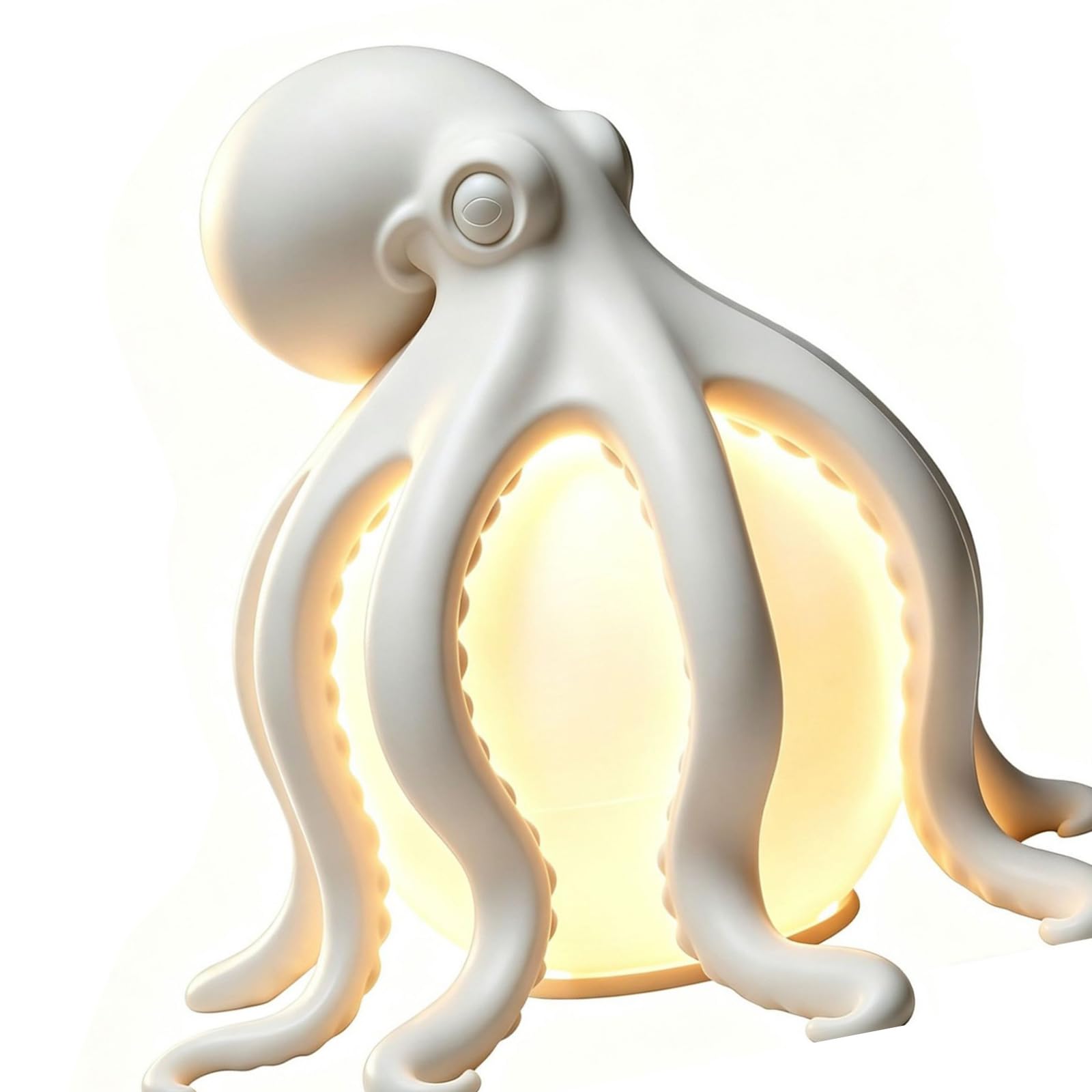 Pangboer White Resin Table Lamp Marine Sculpture With Warm Glow, Coastal Ornament Accent For Desk Shelf Console Relaxed Room Corners Marine Sculpture Lamp Coastal Tabletop Decor Resin Warm Glow Bedside Shelf Console