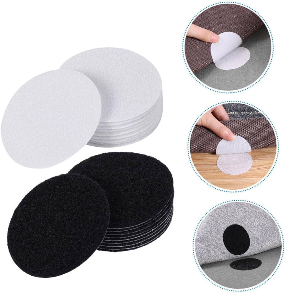 VILLCASE 40pairs Hook and Loop Fixing Sticker Self-Adhesive Furniture Fixing Sticker Carpet Gripper for Home