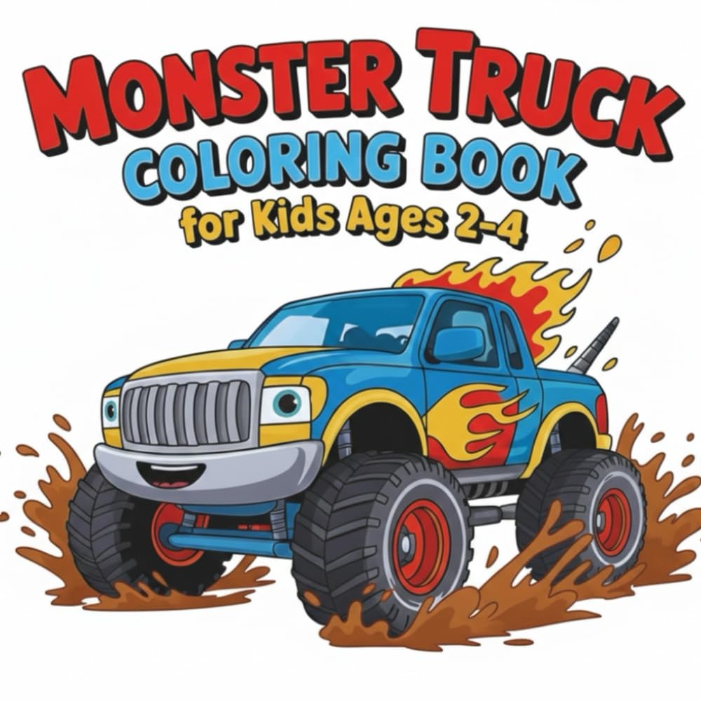 Monster Truck Coloring Book for Kids Ages 2–4: Big Simple Monster Trucks Crushing Cars | Thick Bold Outlines | Easy Large Coloring Pages for Toddlers Ages 2–4 (Truck Smash Series)