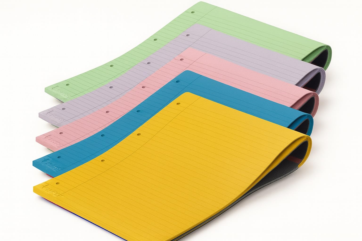 indigo® Schreibblock für Legasthenie, A4, 80 g/m², liniert mit Rand, 100 Seiten, 5 verschiedene Farben