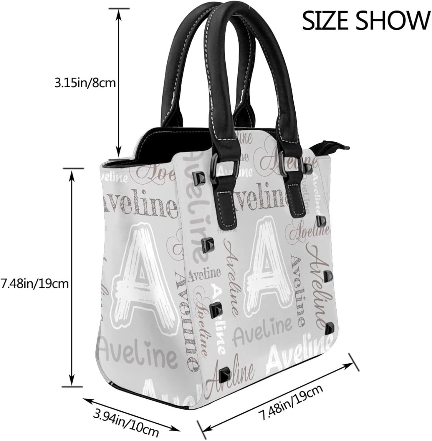 Custom Name Leather Handbag For Women Customized Tote Bags For Woman Personalized Purse With Strap