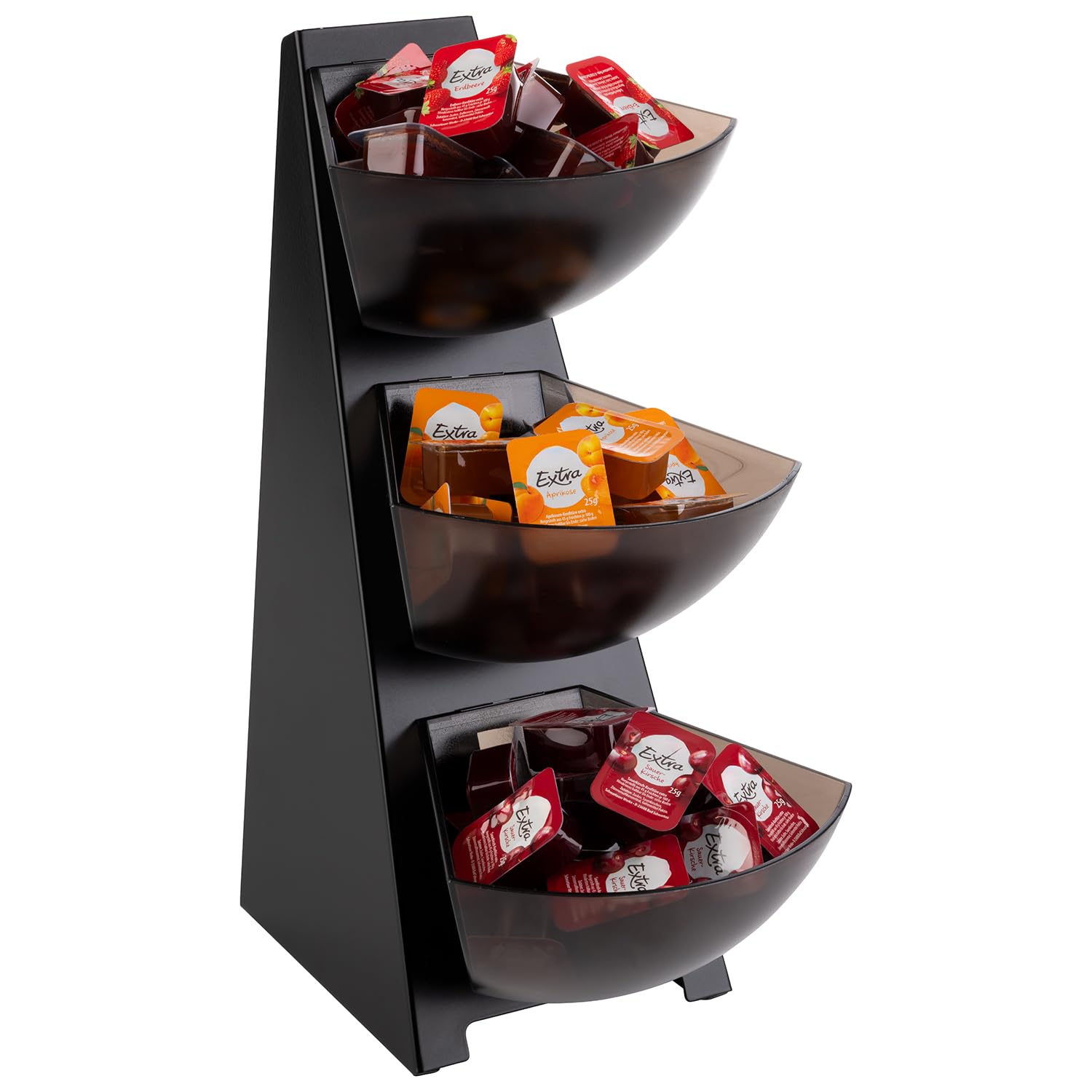 APS 11413 Multi-Rack, Küchenregal, Gestell aus 18/0 Edelstahl, Portionsschütte aus Kunststoff, Portionsspender, Volumen pro Schütte 1 Liter Inhalt, 3-stufig