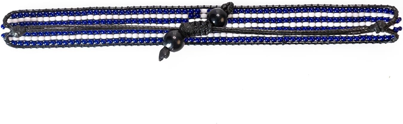 FAHARI Greece Flag Bracelet: Handmade, Beaded & Adjustable Wristband - Image 6