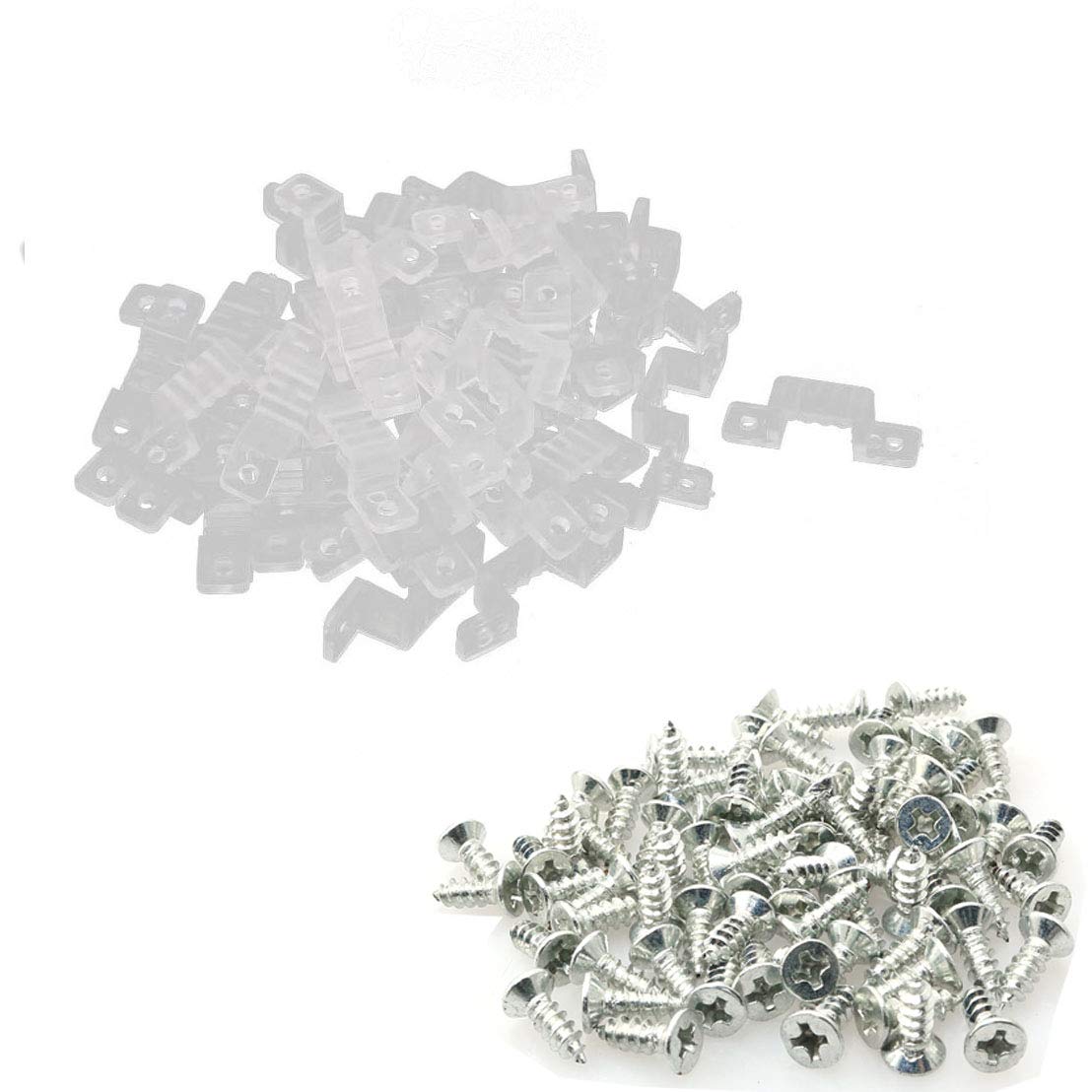 PZRT 40pcs LED Strip Light Mounting Brackets with 80pcs Screws, 14mm Width LED Fixing Silicone Mounting Clips for 2835 5050 3528 3014 LED Strip Light