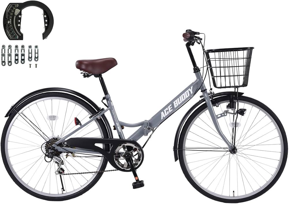 ハチハチさま Amazon | ACE BUDDY ママチャリ 折りたたみ自転車 26インチ シマノ6段