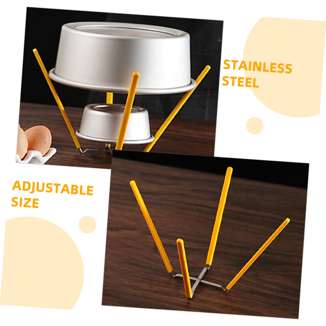 Alipis Rejilla para Enfriar Pasteles de Chifón de Acero Inoxidable y Silicona, Diseño Plegable de 4 Patas Antideslizante, Paquete de 2 Soportes para Hornear