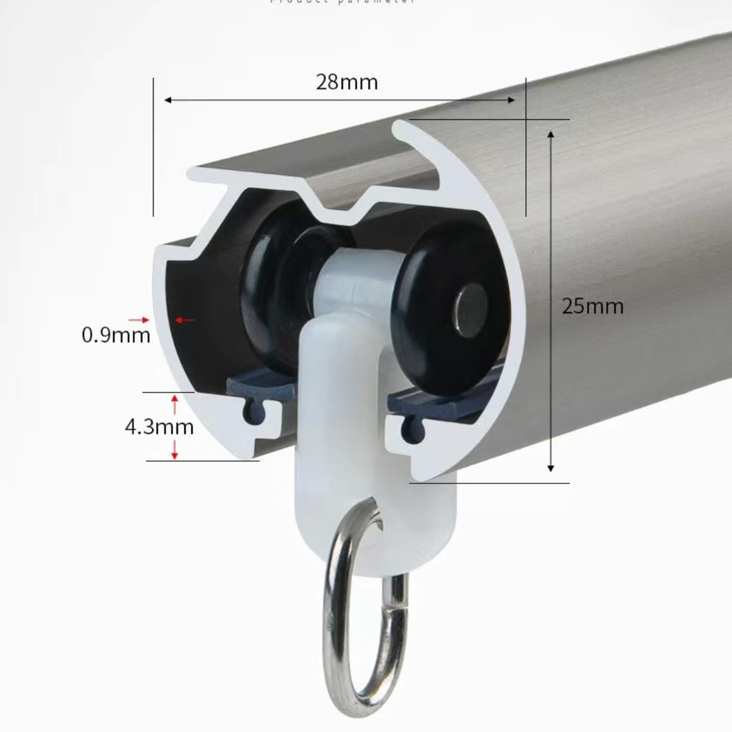 Vorhangschiene mit stummen Rollen 3.5M Gardienenschiene Deckenschiene aus Aluminium für Vorhänge, Raumteiler, Wohnmobil-Vorhang, Duschvorhang, Krankenhaus-Vorhangschienensystem(Gray,350cm/11.5ft)