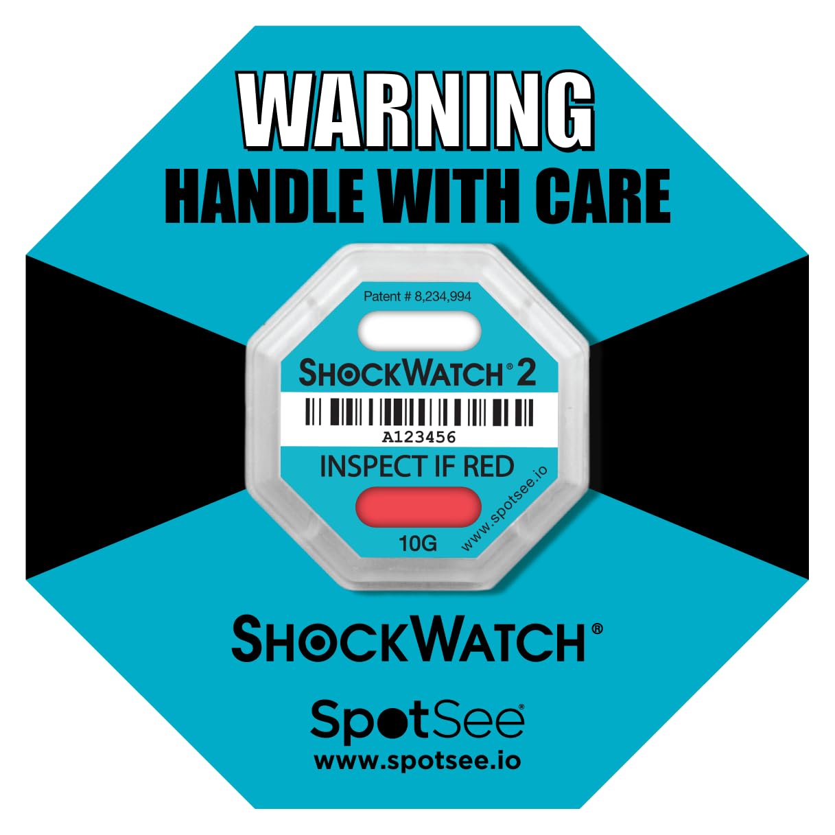 ShockWatch 2 Indicatore di impatto, confezione da 100, 10G Teal, antimanomissione indicatore di danni da urti