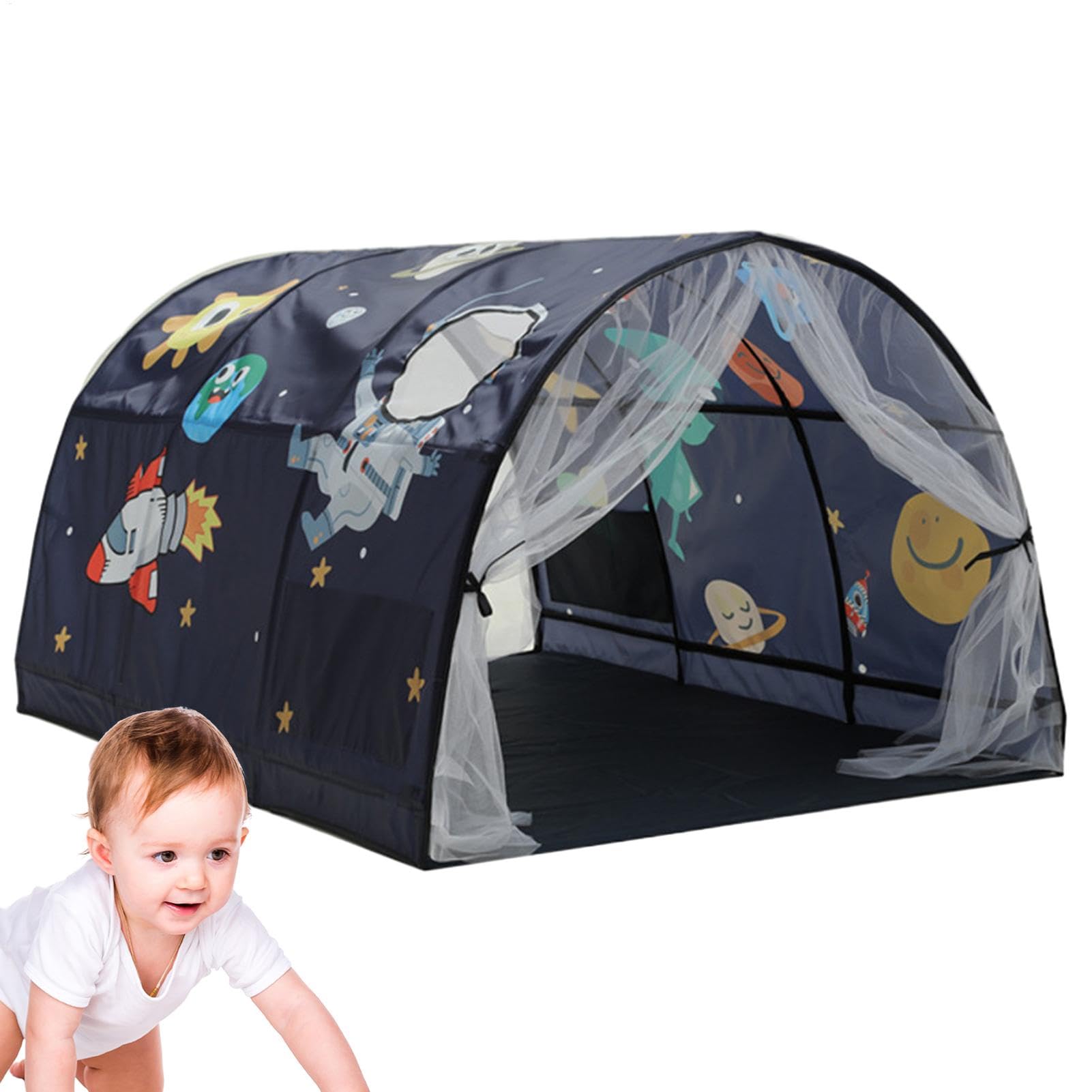 Tiendas de campaña para niños pequeños - Tienda de campaña tipo túnel para juegos infantiles para niños pequeños, Tienda de campaña con mosquitera para cama para niños | Cama con dosel Dream Privacy S