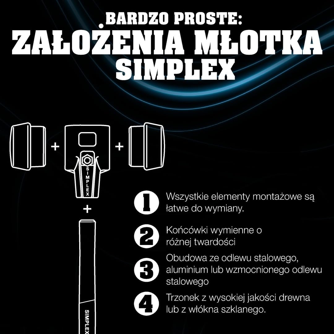 Trzonek SIMPLEX, do młotków ochronnych SIMPLEX z obudową z żeliwa ciągliwego lub aluminium | D=80 mm | 3244.082