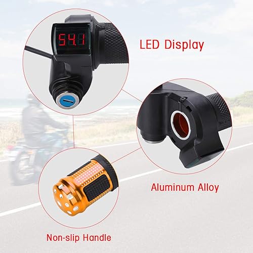 Miniatura 3 de Acelerador de bicicleta eléctrica, agarre del acelerador de bicicleta, voltaje de batería de scooter eléctrico con pantalla LED y acelerador de