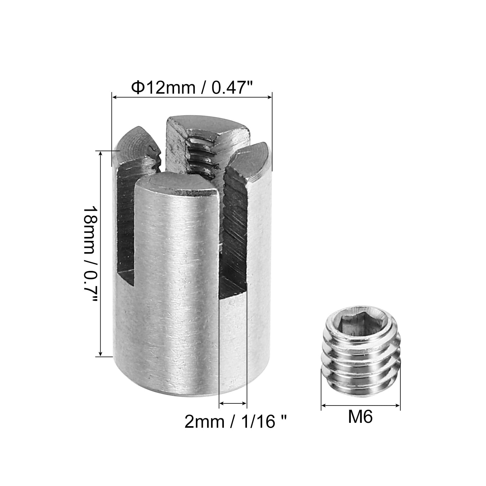Set Di 4 Morsetti Per Cavo In Acciaio Inox 304 – Doppio Foro Da 2mm Con Viti M4 E Chiave, Per Fissaggio Di Funi E Cavi (Argento)