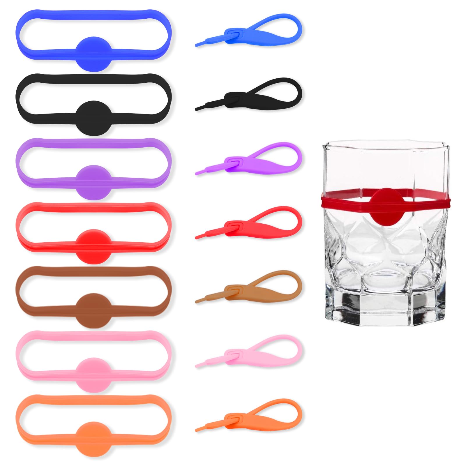 24 Stück Glasmarkierer,Silikon Getränkemarker Set,Weinglasmarkierer Wein Marker,Bierglas-Becheranhängermarker oder Zubehör,für Weinglas,Tassen,Cocktailpartys,der Hausbar