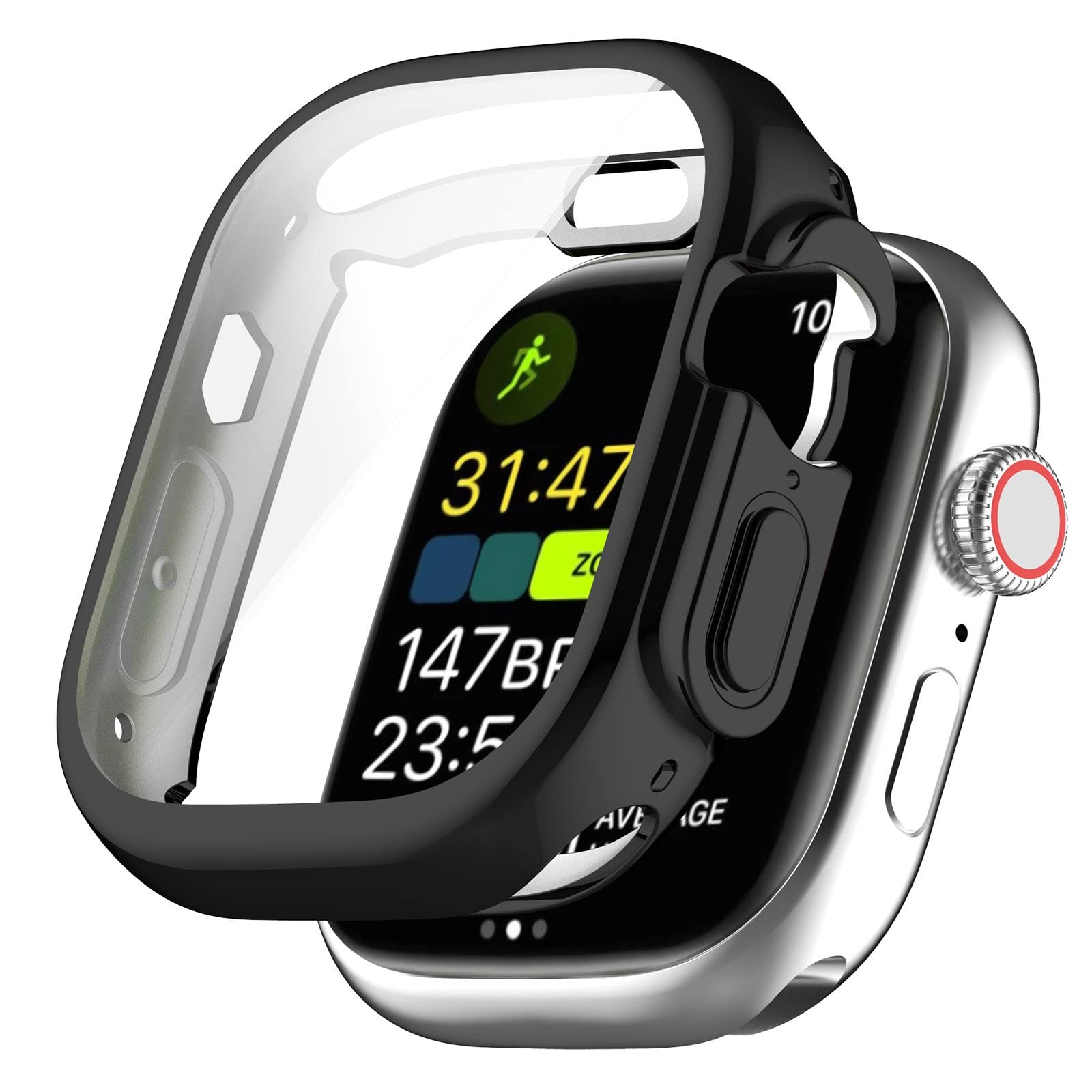 Évitez les rayures sur Apple Watch Ultra 49mm avec cette coque bumper écran en verre noir