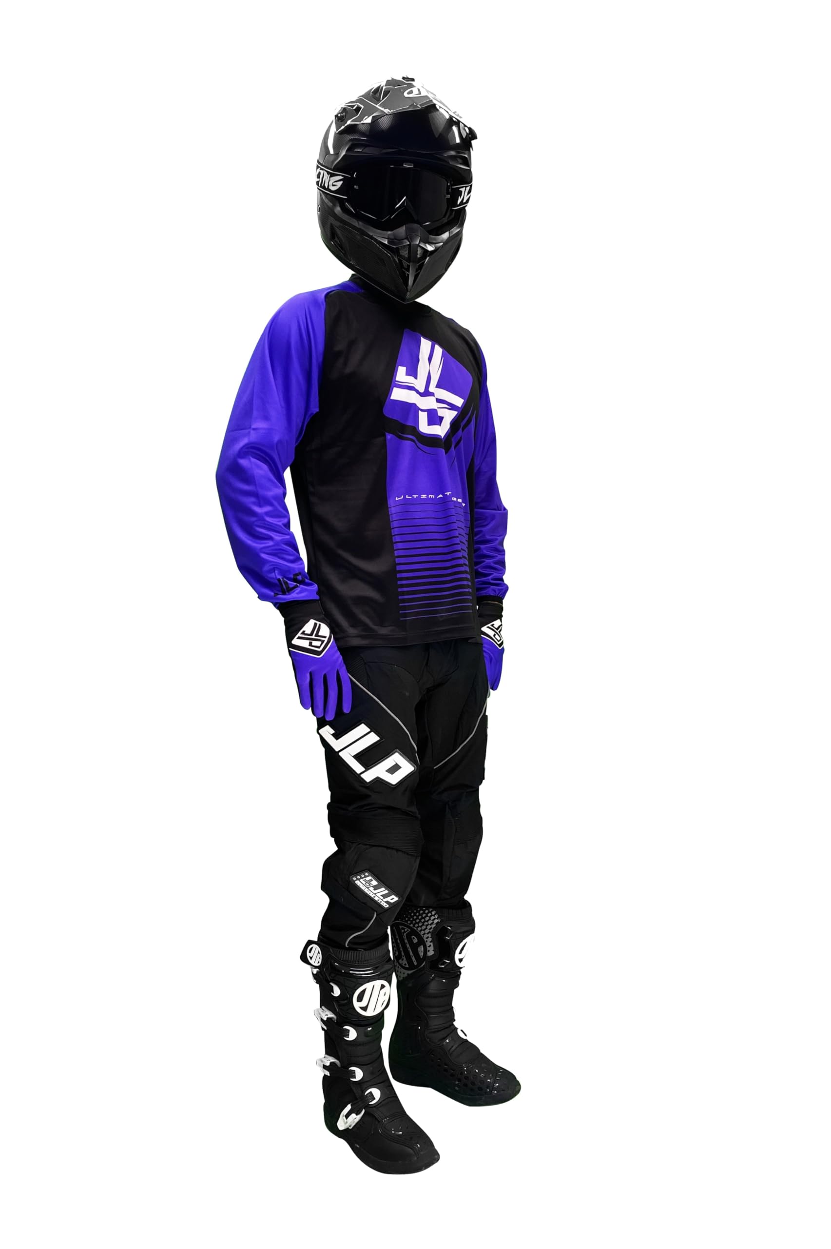 JLP RACING TENUE PANTALON MAILLOT GANTS MOTO CROSS QUAD ENDURO VTT BMX MTB VIOLET STRIPES L