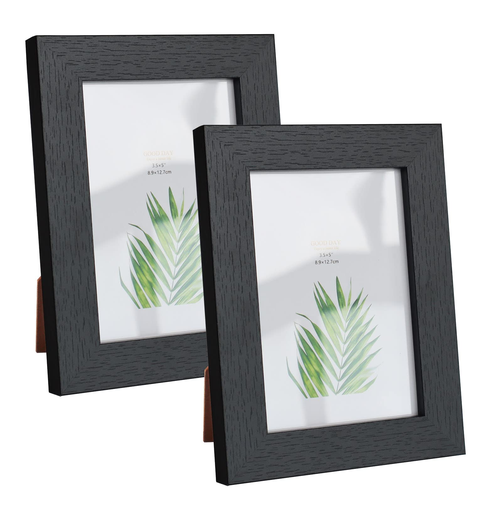 Frame for 3.5x5 inch Photo Black Frame MDF Picture Frame 2 Pack for Tabletop and Wall
