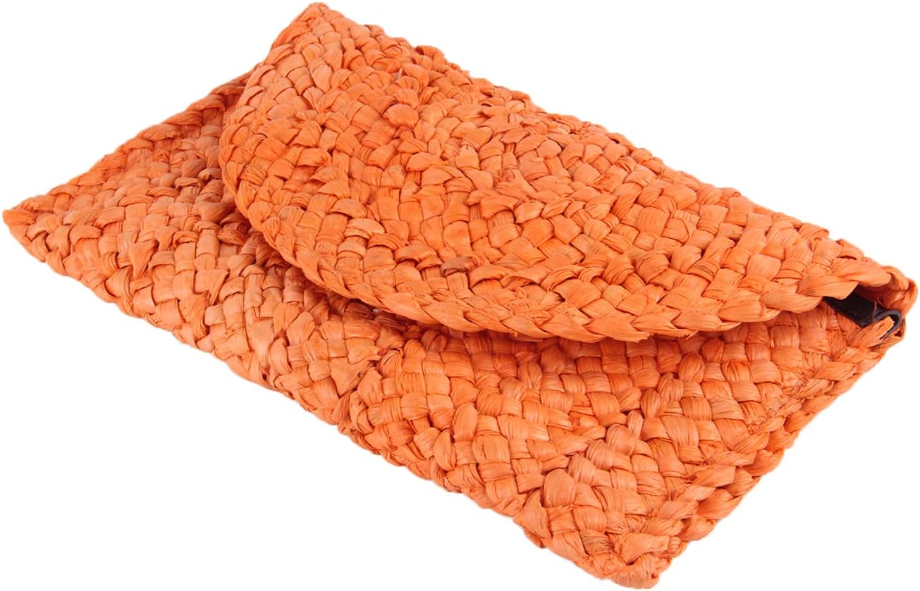Women Straw Clutch Purse Handbag Straw Shoulder Bag Summer Beach Bag Woven Bag Envelope Purse Wallet - Image 5