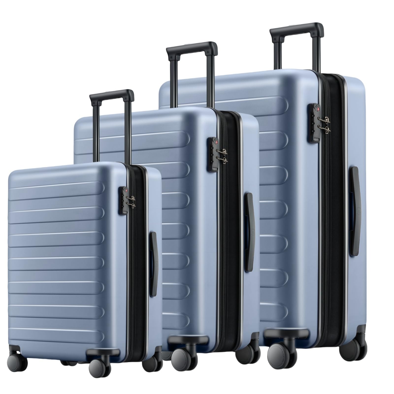 NINETYGO Luggage Sets 3 Piece, Carry On Luggage Airline Approved, Medium Large Checked Luggage with Spinner Wheels, Expandable, Hard Shell PC Suitcase Sets, TSA, 20in/24in/28in (Shadow, Rhine Max)