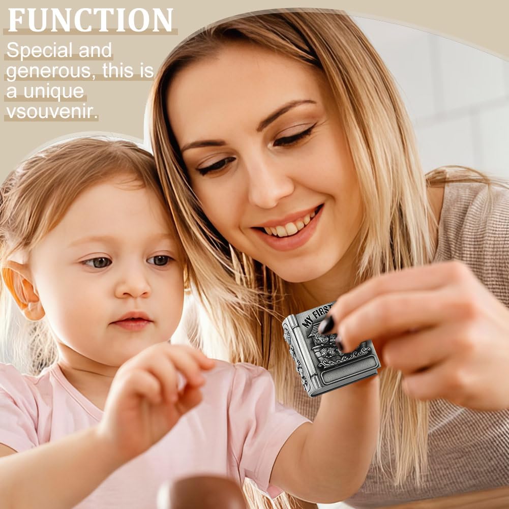 FINGERINSPIRE 2Pcs Mi Primer Rizo y Mi Primer Diente Caja de Recuerdos Plata Antigua Colección de Dientes Organizador Mi Primer Rizo y Diente Juego de Caja de Recuerdos para Niños