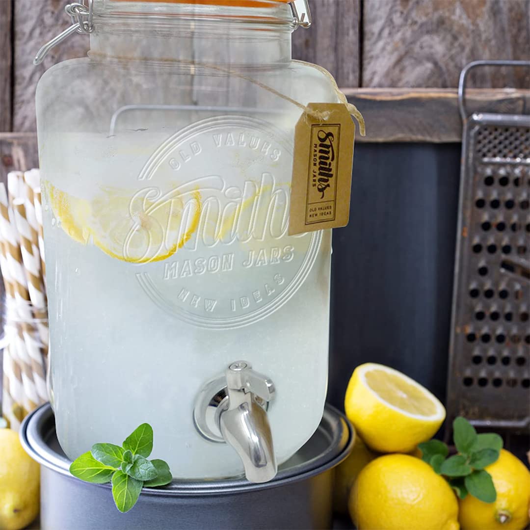 Smith's Mason Jars 5 Liter Glass Drinks Dispenser with Stainless Tap
