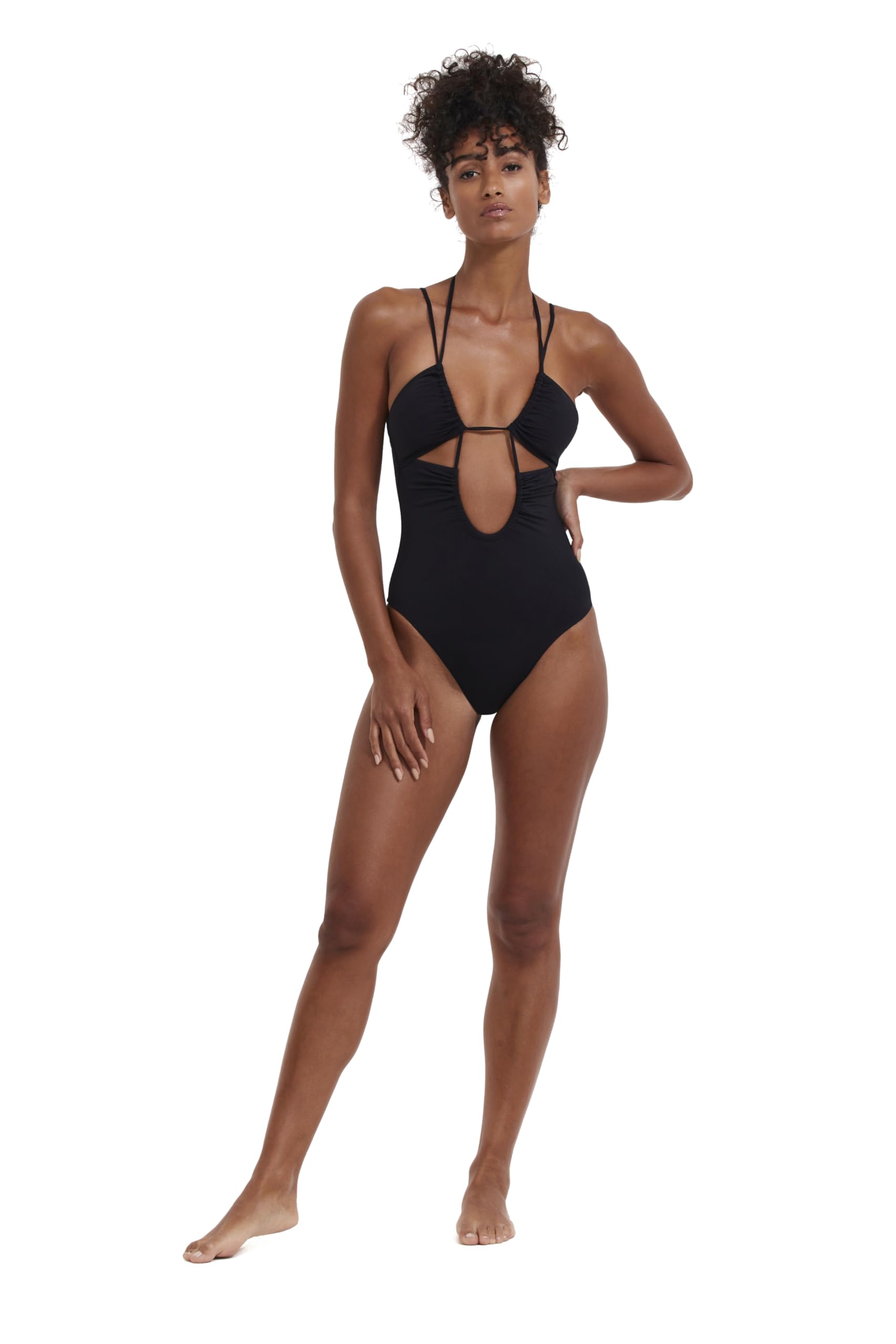 Women's Deep Plunge Cut Out One-Piece Elegant Swimsuit with U Back and Halter Design Swim Essential-image-15