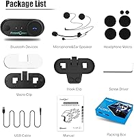 Vista 8 de FreedConn Auriculares Bluetooth para motocicleta TCOM VB - Altavoces para casco de motocicleta, 3 riders Paring 800M 2 Riders Talking Helmet