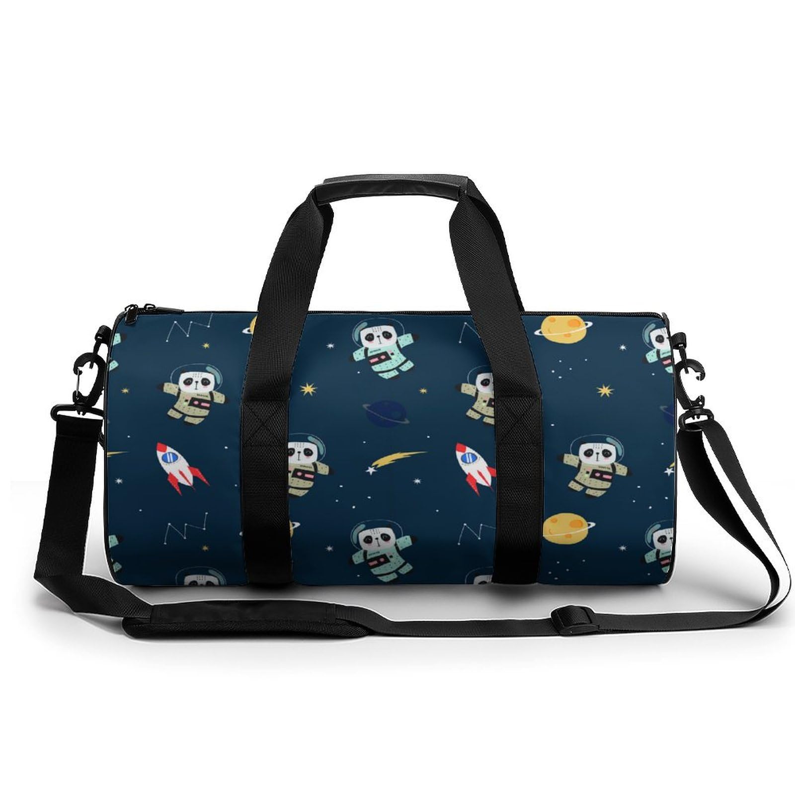 Sac week-end Panda Planètes avec grand volume cylindrique 45cm de longueur - 8