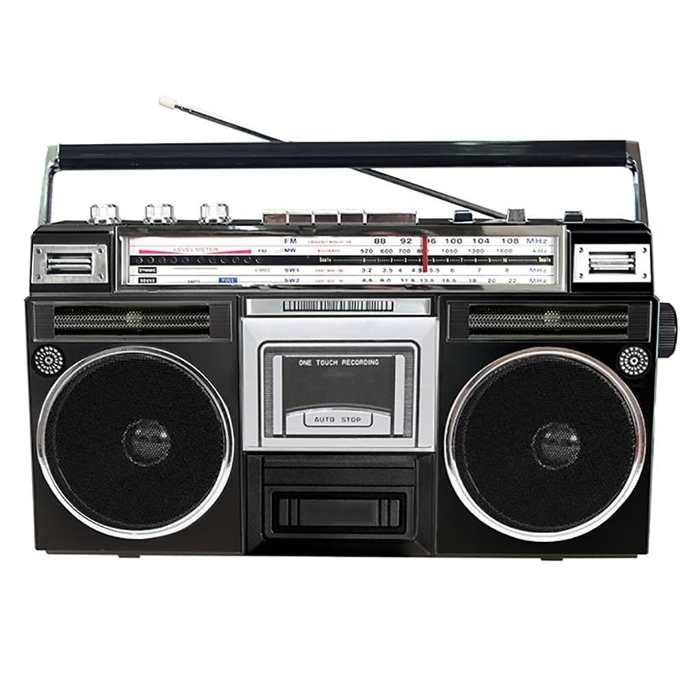 Radio Boombox con lettore CD e cassette, radio FM/DAB+, registrazione USB, Bluetooth, ideale per riunioni di famiglia e viaggi (nero)