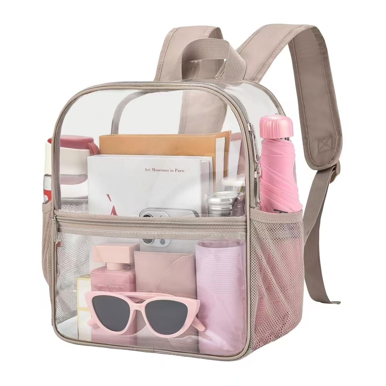 Oraben Clear Backpack for Stadium Events Sports Fan Backpack Stadium Bag | 12x6x11 in,Heavy Duty PVC Mini Small Clear Bag for Concerts, Sports,Work,Side Water Bottle Pocket