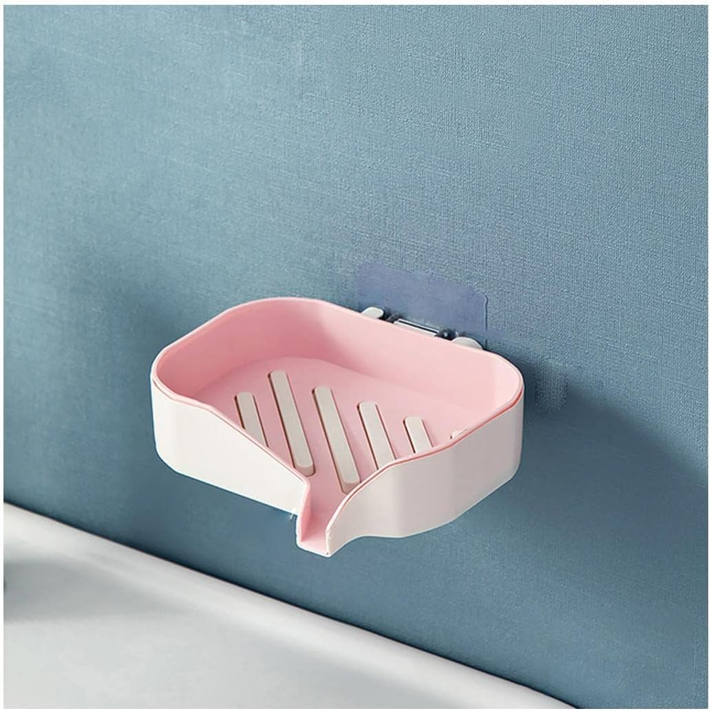 soap dish, Dish Holder Double Layer Soap Box Wall Mounted Bathroom Drain(C)