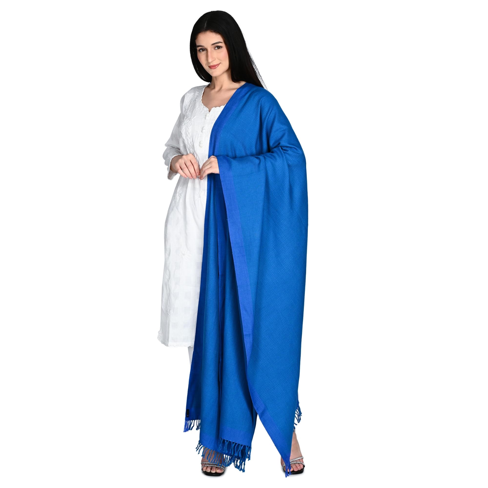 Women Lambswool Plain Shawl Soft Winter Layer Elegant Ethnic Draped Collection-image-3