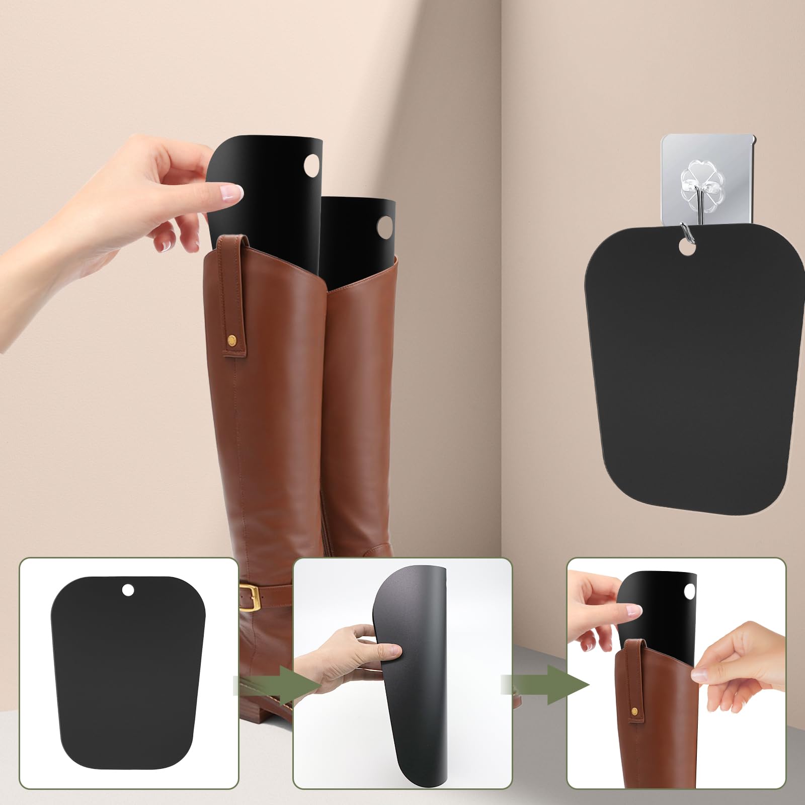 10 Piezas Boot Tree, Botas de montar de plástico con guantes de lustrado de zapatos de felpa, Moldeador de botas para hombres y mujeres