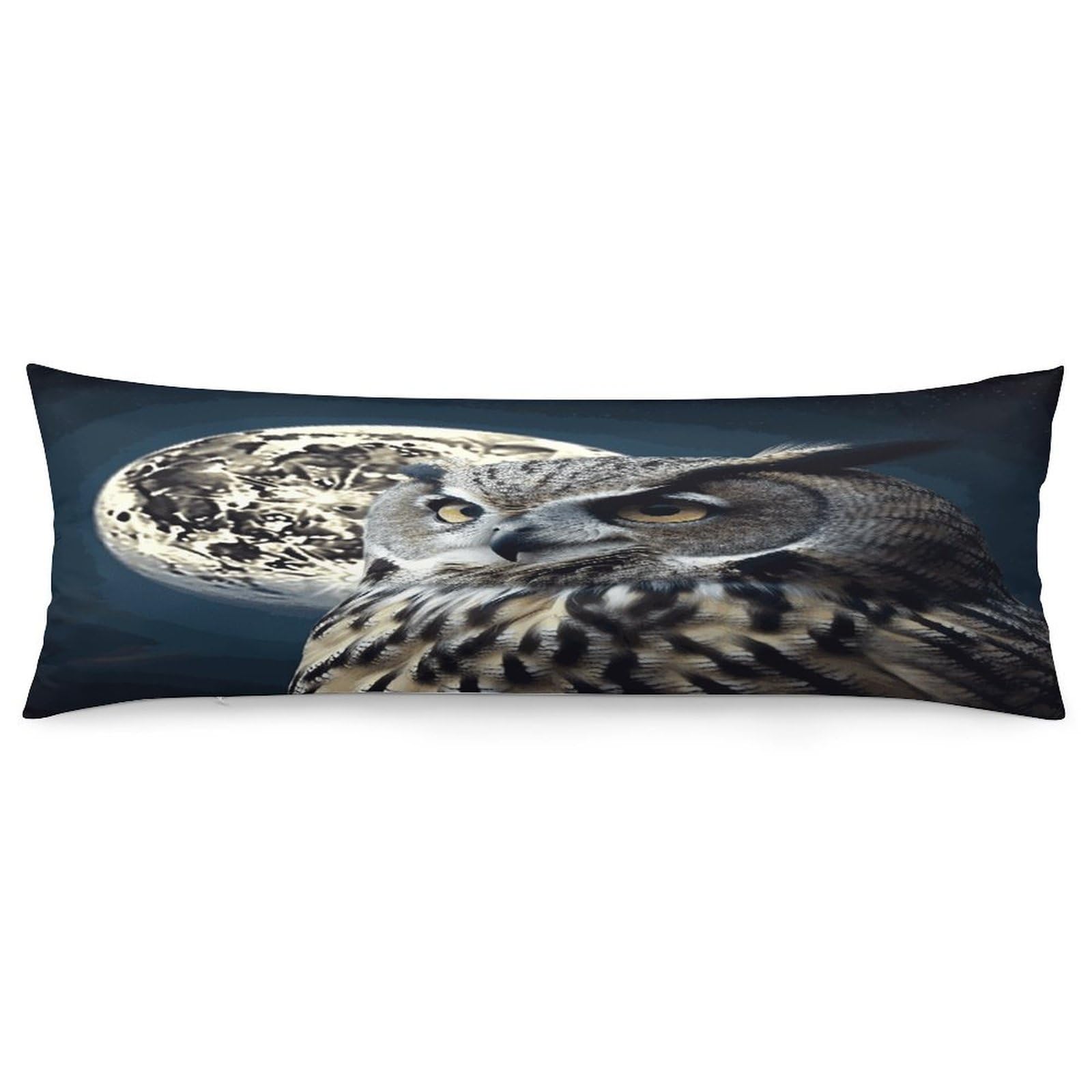Owl and Moon Body Pillow Cover Long Body Pillow Pillowcase with Hidden Zipper Ultra Soft Polyester Pillow Cases Breathable & Silky Long Pillows Case Cover 19x53 in
