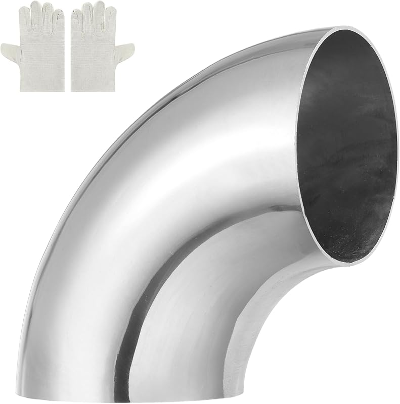 Curva de escape 90° MECCANIXITY em aço inoxidável 304, 76 mm – 1 unidade com luvas