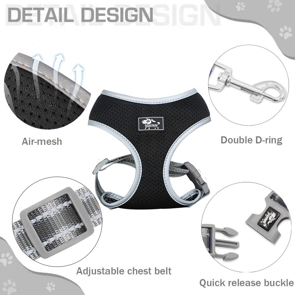 Onlylover Puppy Harness and Leash Set - Soft Mesh Breathable Full Body Vest Harness for Small Medium Dog Adjustable Reflective Safety for Easy Walk Outdoor,Comfort Fit Kittens Small Animals