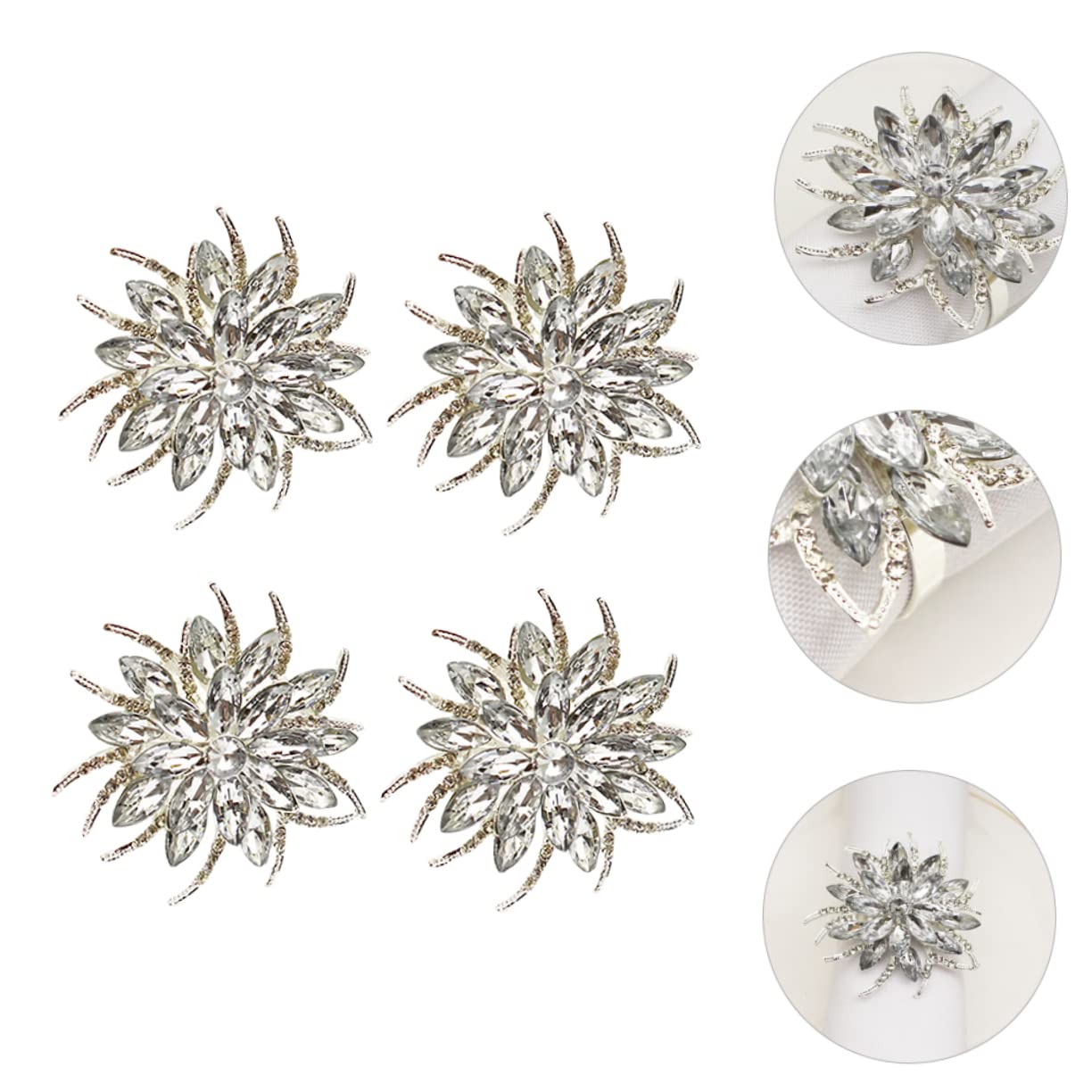 Alipis 2juegos Anillo De Servilleta De Forma De Cristales Decoración Elegante Para Bodas y De Navidad