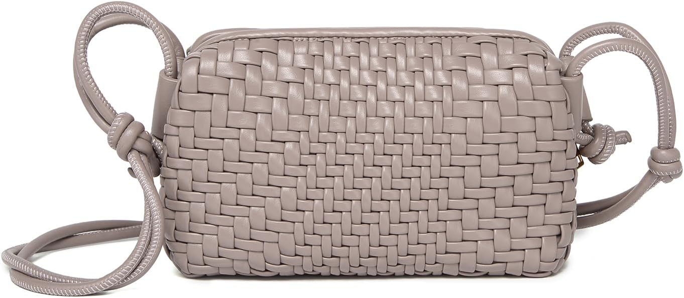 Woven Crossbody Bag for Women, Vegan Leather Small woven purse,zipper bags with Adjustable Strap