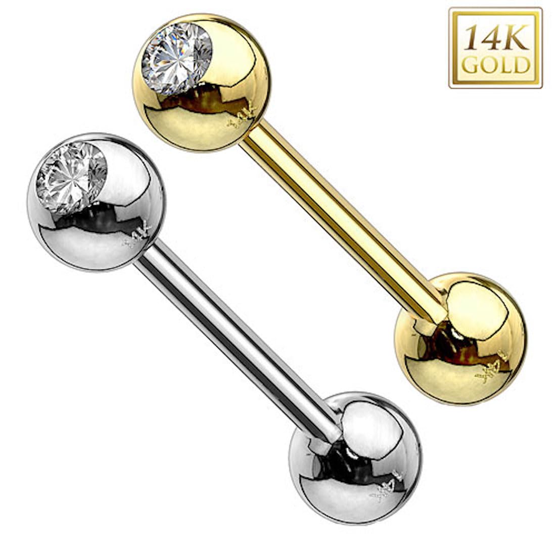 Piercing Zunge Intim Oral Ohr Tragus Zungenpiercing Ohrpiercing Stecker Stab Barbell 14 Karat Echt Gold 585 Stab