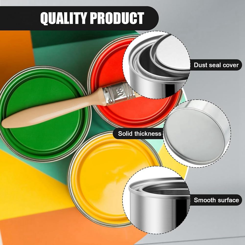 Paquete de 16 latas de pintura de metal vacías sin forro de 0.84 pintas con tapas, latas de pintura pequeñas, cubos de pintura multiusos