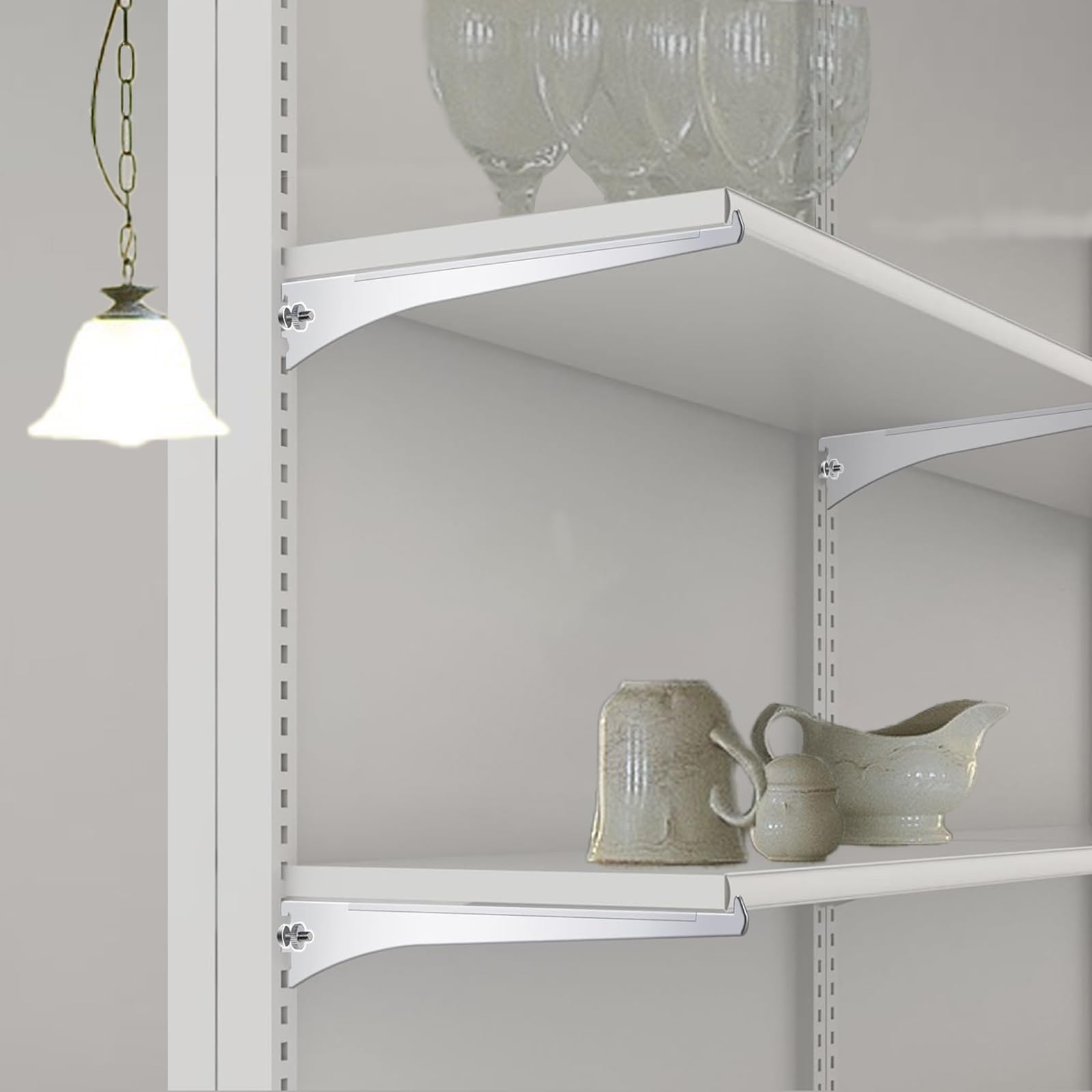 Verstellbare Regalhalterungen aus Metall, strapazierfähig, Doppel-/Einzelschienensystem für Schrank, Küche, Ladenregallösungen, 30,5 cm, 10 Stück (weiß)