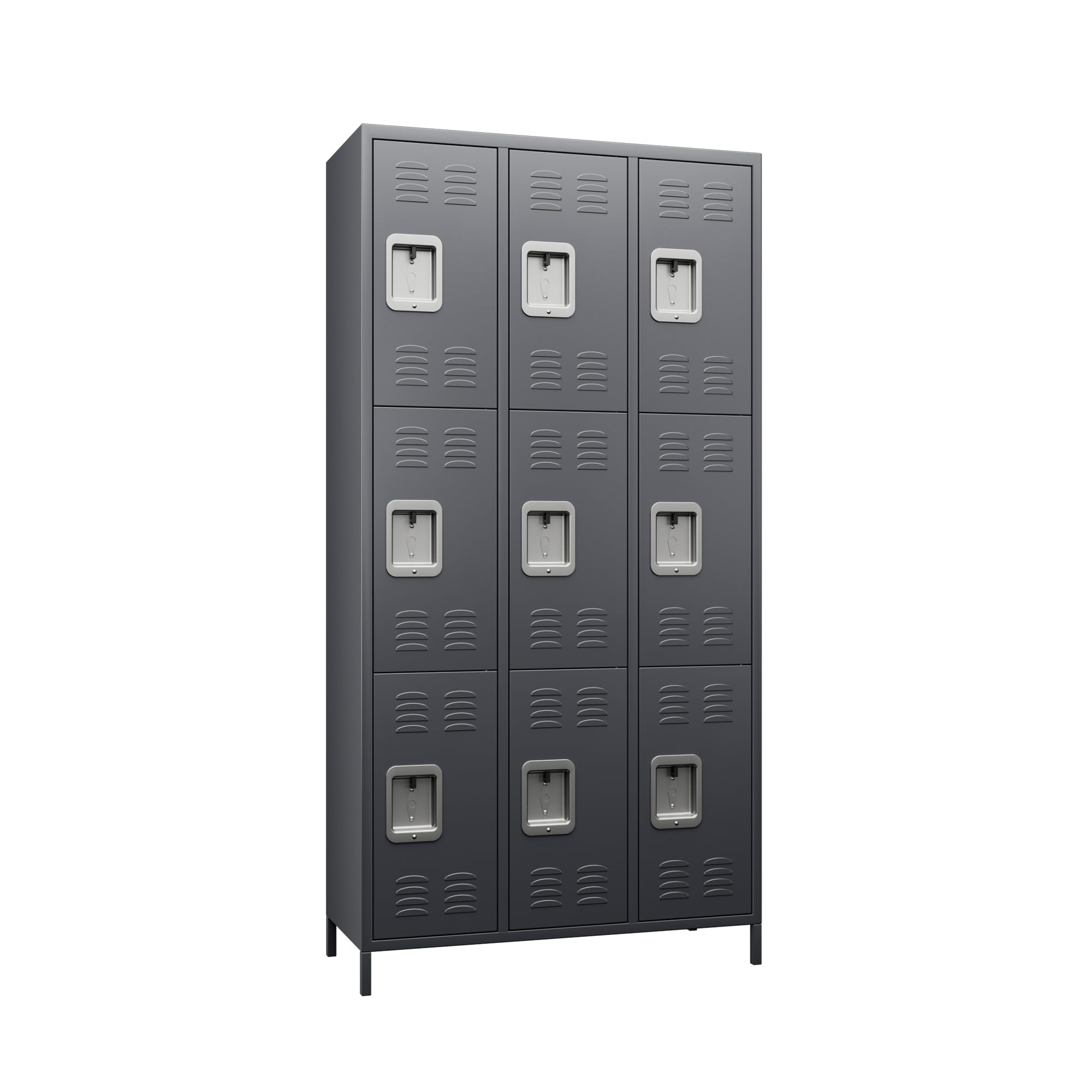 SUXXAN 9 Doors Storage Locker Combination with 18 Hooks,Industries Double Tier Metal Locker for School Office Gym Home Employees Staff Sundries Room W35.43*D15.7*H72(Dark Grey)