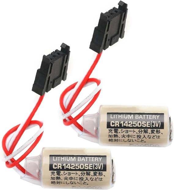 CR14250SE 1/2AA 3V PLC Lithium Battery with Black Connector, Pack of 2