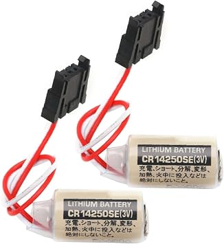 CR14250SE 1/2AA 3V PLC Lithium Battery with Black Connector, Pack of 2