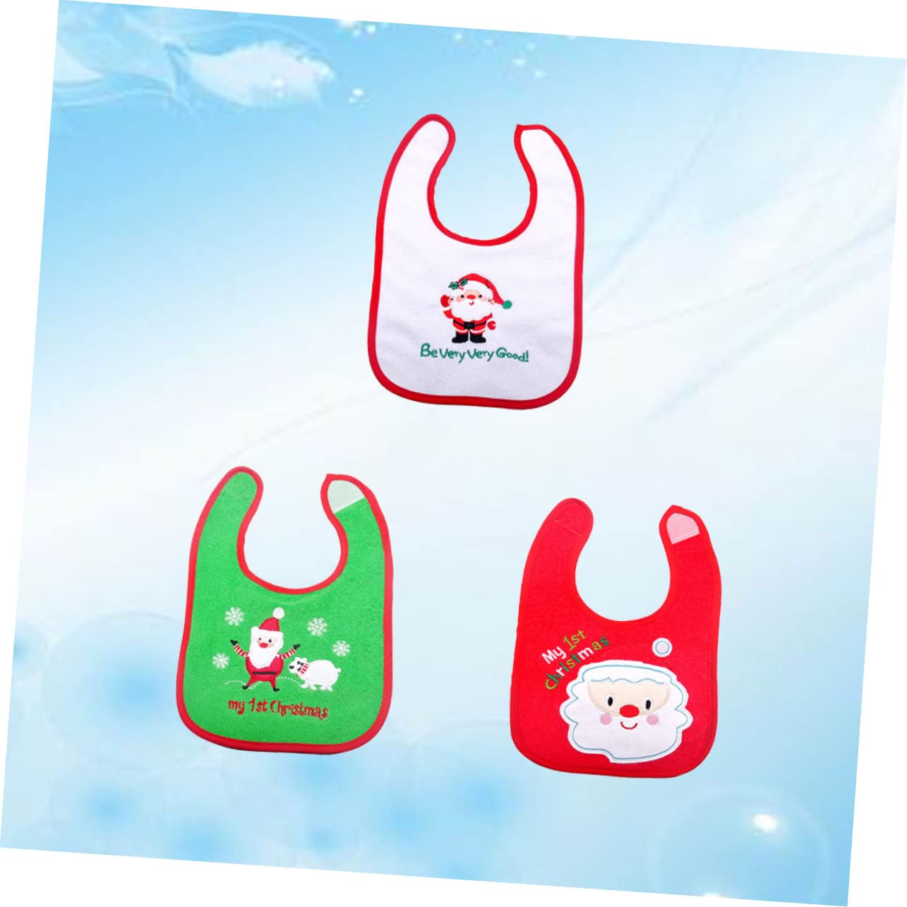 ibasenice 9piezas Baberos De Alimentación Para Bebés Recogedor Diseño Navideño De Santa Claus Perfectos Comida Dentición
