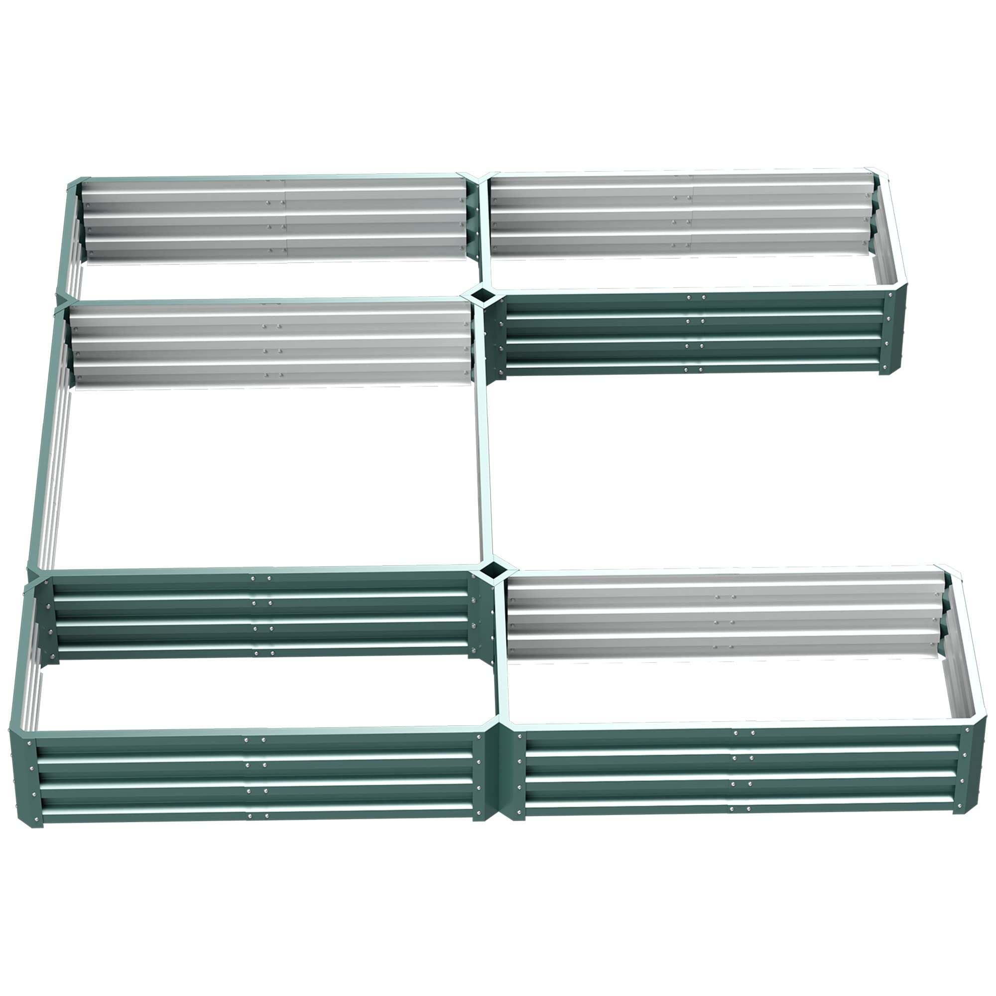 Outsunny Jardinière Carré Potager de Jardin 245L x 242l x 31H cm Vert | Modulable En Acier, Ensemble de 5 Jardinières, pour Légumes, Plantes, Fleurs